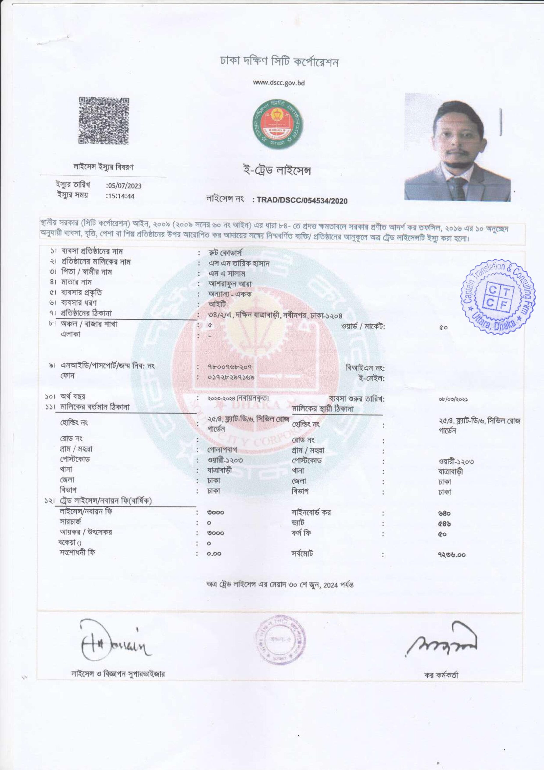 Root Coders Trade License Bangla